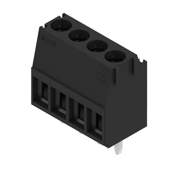 Printed circuit board terminals, 3.50 mm, Number of poles: 4, 90°, Solder pin length (l): 3.2 mm, tinned, black, Clamping yoke connection, Clamping range, max. : 2.08 mm², Box image 3