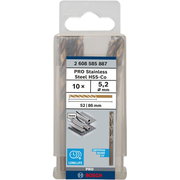 Metal drill bits HSS-Co, DIN 338 5,2 x 52 x 86 mm 10 pcs. image 1