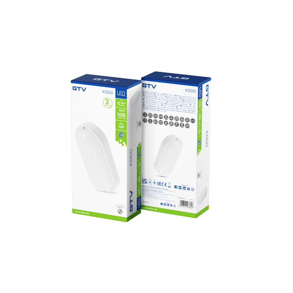 LED luminaire KODO, 18 W, 1620 lm, 4000K, AC180-250V, IP54, IK08, oval, white image 2