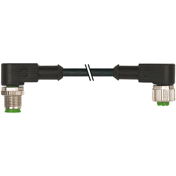 M12 male 90° / M12 female 90° A-cod. PUR 5x0.34 bk 0.5m image 1