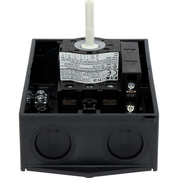 P1-25/I2/SVB/HI11 Main switch, P1, 25 A, surface mounting, 3 pole, 1 N/O, 1 N/C, Emergency switching off function, With red rotary handle and yellow locking ring, Locka image 41