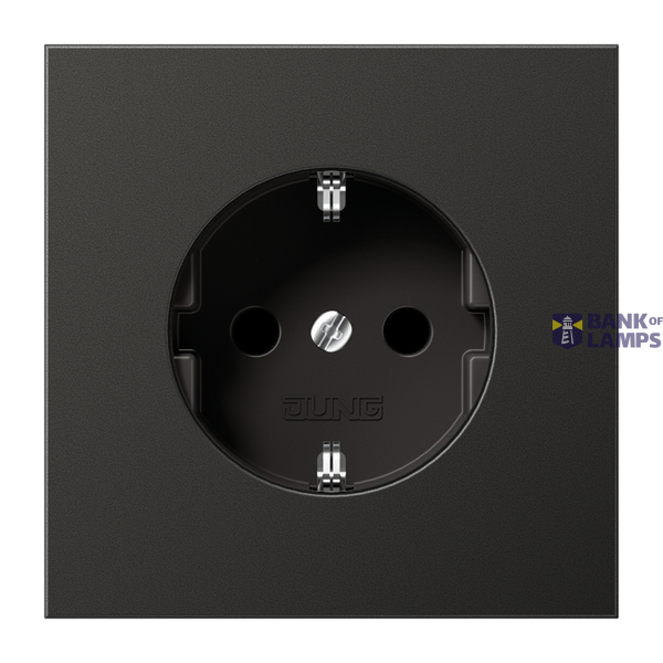 SCHUKO socket, 16 A 250 V ~, without claws, integrated increased contact protection, SAFETY+, painted aluminum, LS series, anthracite image 1