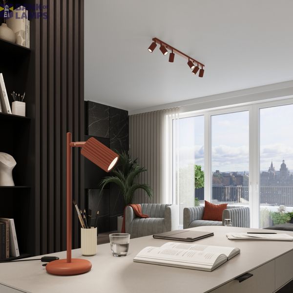 Elegant KARBON pendant lamp with three pendants, red ceiling plate, 3xGU10 image 7