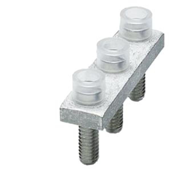Comb, 3-pole, fully insulated, fitted in the clamping sleeve and latched for 95 mm2 terminals image 1