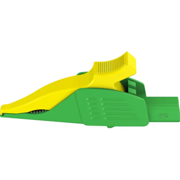 Alligator clip, green/yellow, max. 30 mm, L 92 mm, CAT IV, socket 4 mm, 66.9561-20 image 1