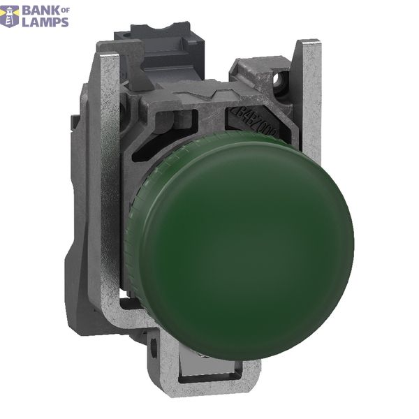 Pilot Light metal green LED lens push-in image 1