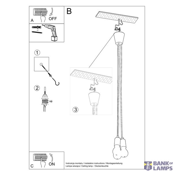 Hanging lamp DIEGO 3 orange E27 3x60W IP20 image 6