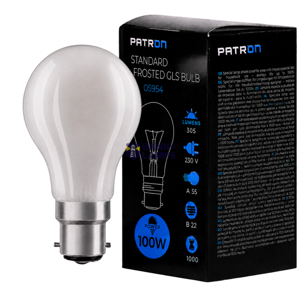 Incandescent Bulb 100W GLS Frosted B22 A55 image 1