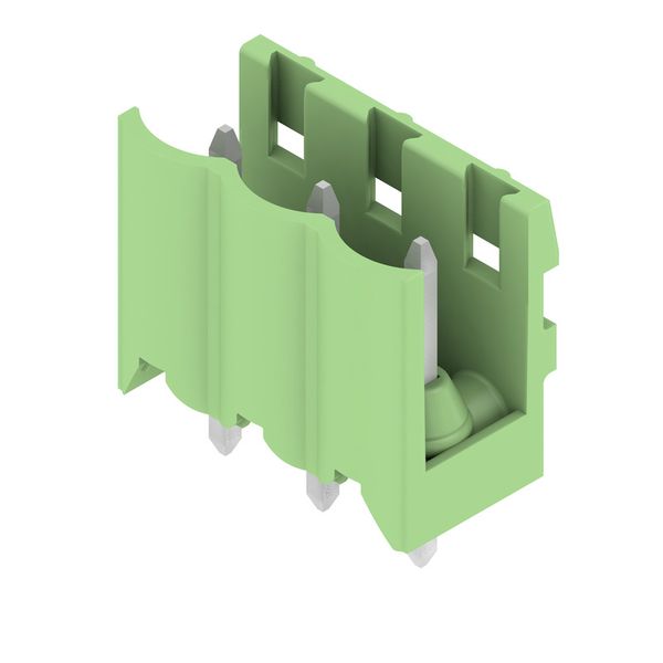 PCB plug-in connector, male header, open side, THT solder connection, 5.00 mm, Number of poles: 3, 180°, Solder pin length (l): 3.2 mm, tinned, Pale green, Box image 4