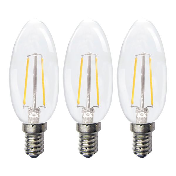 EcoPack 3pcs LED FIL C35 E14 2W 2700K CL image 1