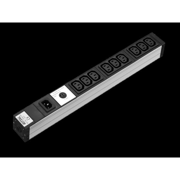 DK Socket strip, IEC 320 socket C13, 9-way, 250 V, 10 A, LHD: 482,6x44x44 mm image 2