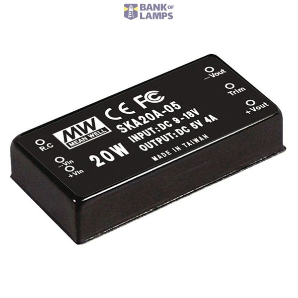 SKA20B-12 DC/DC Converter 18-36V:+12V 1666mA 19.2W, MEAN WELL image 1
