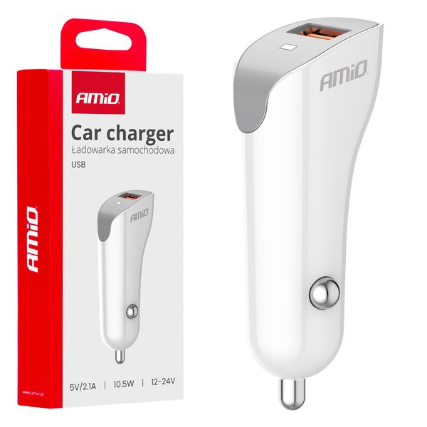 Car charger USB-A 2.1A 12/24V AMiO-03873 image 1