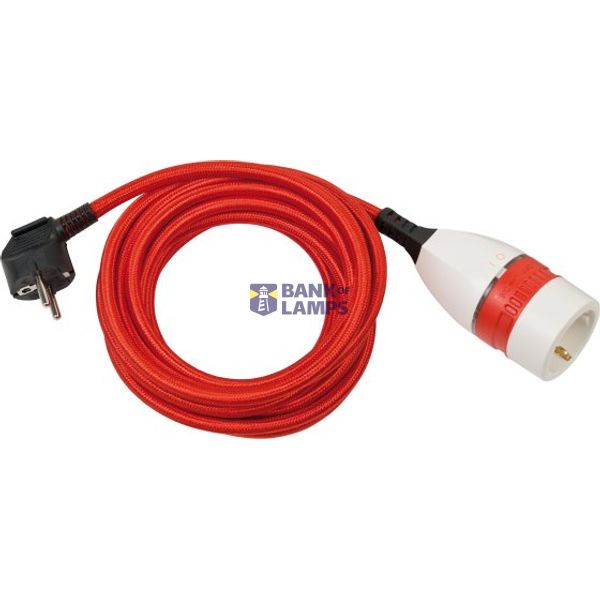Quality Plastic Extension Cable with rotary switch and textile cladding 5m H05VV-F 3G1.5 red/white/black image 1