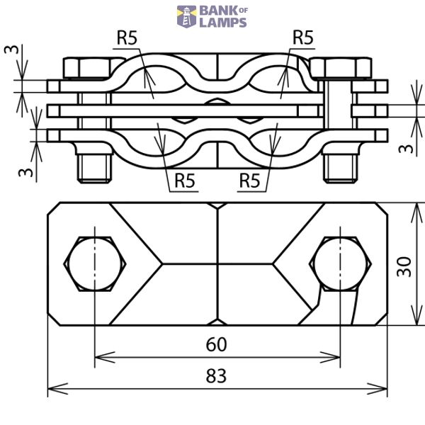 SVP clamp St/tZn f. Rd 8-10/8-10mm - Rd 8-10/Fl 30mm-Fl 30/30mm, inter image 2