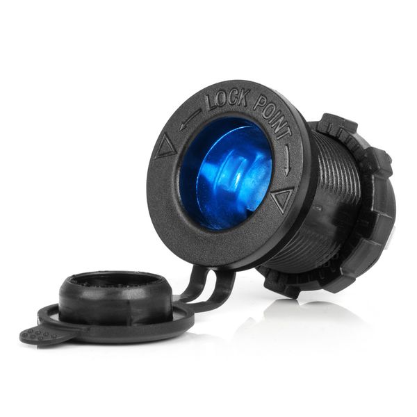 Waterproof Car Cigarette Lighter Socket with BLUE LED Backlight 12/24V AMIO-04220 image 1
