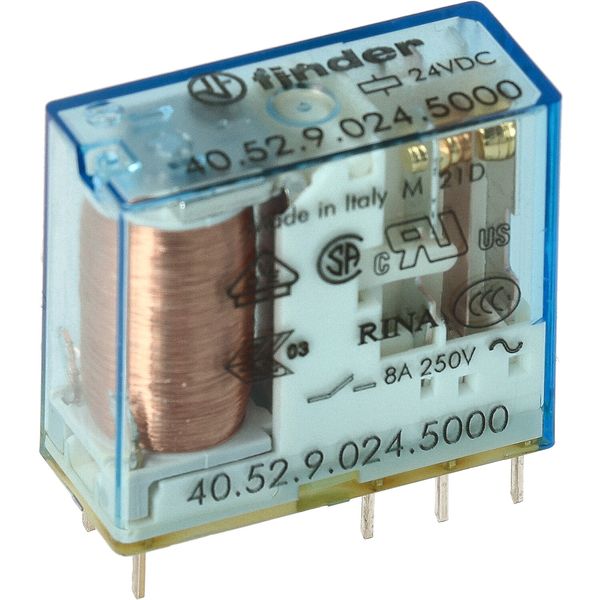 PCB/Plug-in Rel. 5mm.pinning 2CO 8A/21VDC/Agni+Au/wash tight (40.52.9.021.5001) image 3