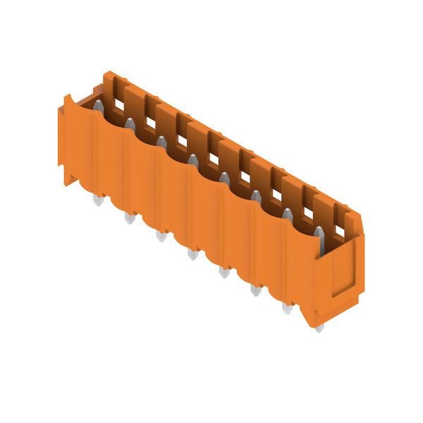PCB plug-in connector, male header, Dovetails for fixing blocks, THT solder connection, 5.00 mm, Number of poles: 8, 180°, Solder pin length (l): 3.2 mm, tinned, orange, Box image 3