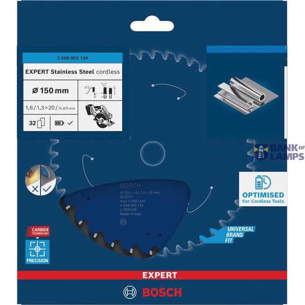 Expert for Stainless Steel Circular Saw Blade for Cordless Saws 150x1.6/1.3x20 T32 image 1