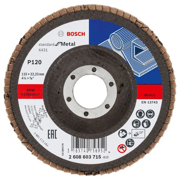 X431 flap disc, Standard for Metal 115 mm, 22.23 mm, 120 image 1