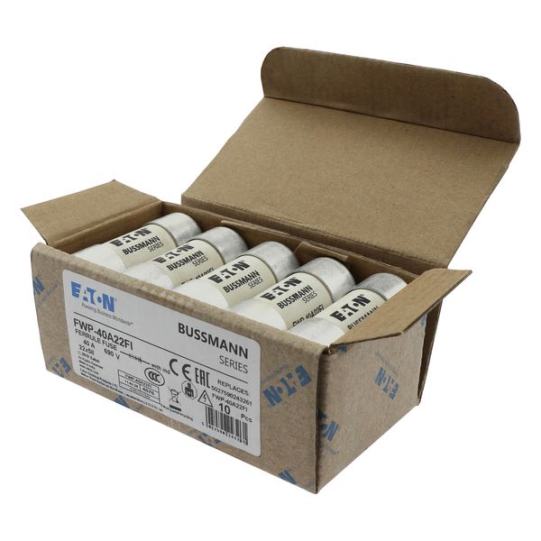 Fuse-link, high speed, 40 A, AC 700 V, 22 x 58 mm, aR, UL, with striker image 7
