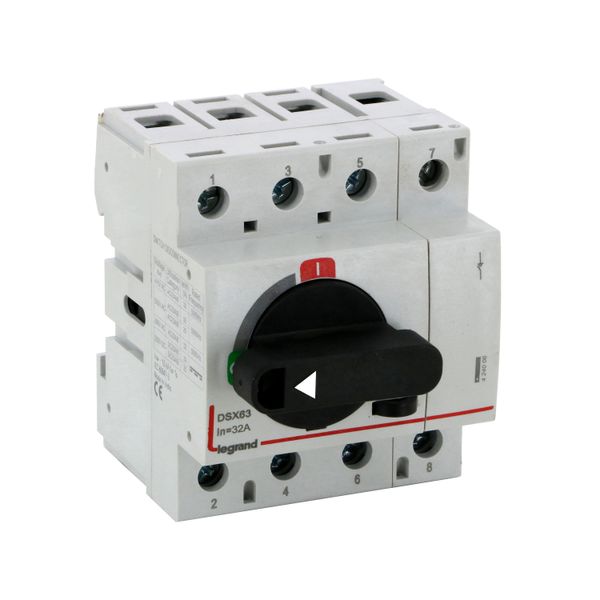 DSX switch disconnector size 1 63A 4 poles - Rated current = 32A - for rail mounting image 1
