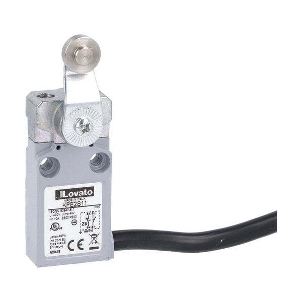 Prewired with 2m long cable metal limit switch, K series, roller lever plunger. Contacts 1NO+1NC slow action image 1