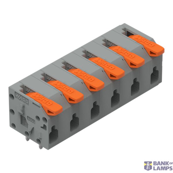 2601-1306 PCB terminal block; lever; 1.5 mm²; Pin spacing 7.5 mm; 6-pole; Push-in CAGE CLAMP®; 1,50 mm²; gray image 1