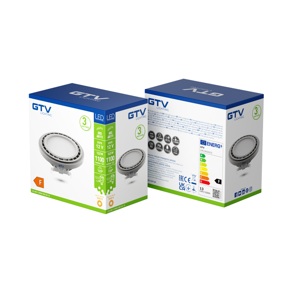 LED Bulb AR111, 12.5 W, 1100 lm, 3000K, G53, DC12V, 120°, gray image 3