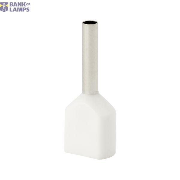 Double insulated sleeve terminal HI 2x0.5/8-bi white, Al/Cu image 1