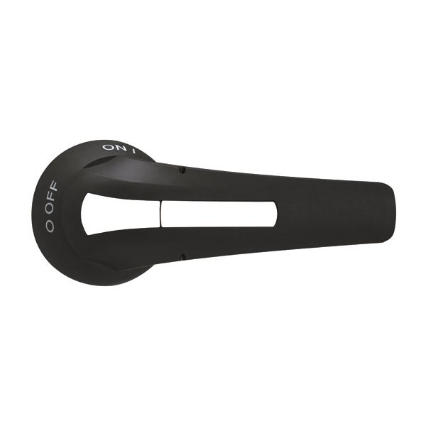 Door-coupling lever handle, padlockable. Black rotating type with screw fixing on door, 143mm/5.6; □14mm/0.6”. IEC IP65 image 1