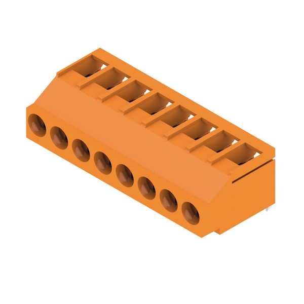 Printed circuit board terminals, 5.08 mm, Number of poles: 8, 180°, Solder pin length (l): 3.2 mm, tinned, orange, Clamping yoke connection, Clamping range, max. : 6 mm², Box image 4
