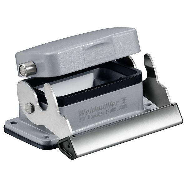 HDC enclosures, Size: 4, Protection degree: IP65, in plugged condition, Bulkhead housing, End-locking clamp, lower side, Standard, with cover image 1