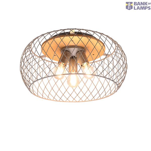 Tamil ceiling lamp E27 antique steel/wood image 1