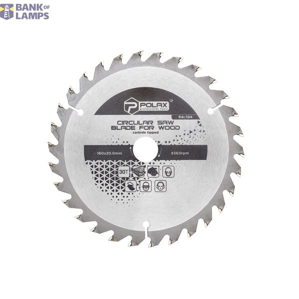 Circular saw blade for wood, carbide tipped 160x20.0/16, 30Т image 1
