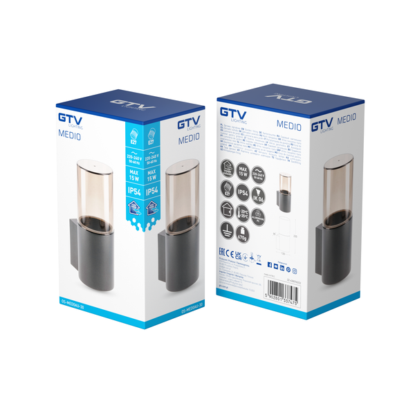 Facade luminaire MEDIO, E27, max. 15 W, IP54, graphite image 3