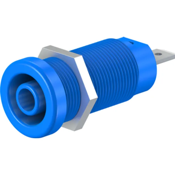 4 mm socket, flat plug connection, mounting Ø 12.2 mm, CAT IV, blue, 66.9665-23 image 1