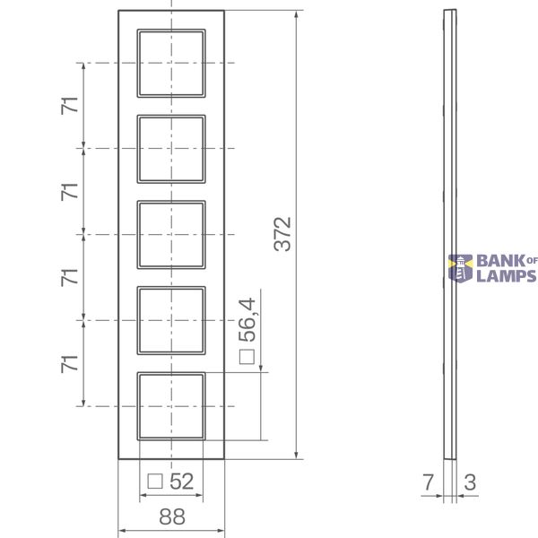 Cover frame 5-way vertical, A.8, aluminium image 2