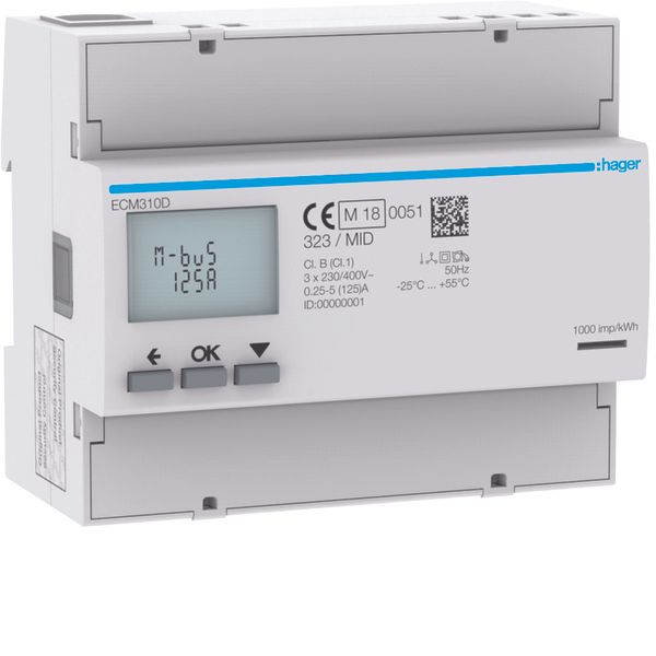 3Ph kWhmeter direct 125A 6M MBUS MID image 1