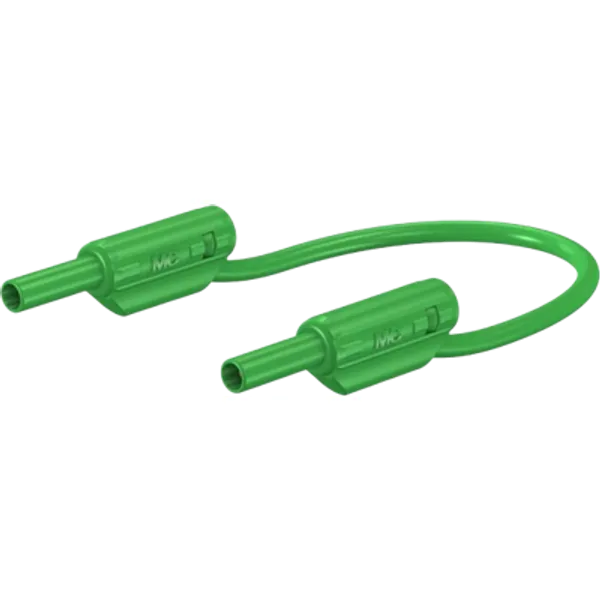 Measuring lead with (2 mm plug, spring-loaded, straight) to (2 mm plug, spring-loaded, straight), 0.3 m, green, PVC, 0.5 mm², CAT II, 65.9179-03025 image 1