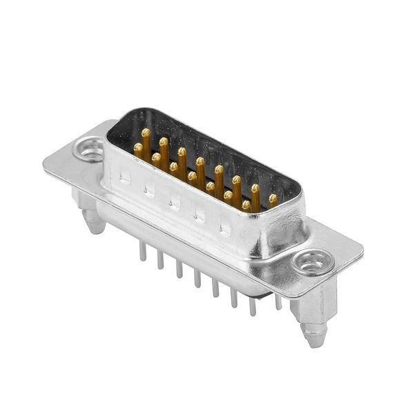 OMNIMATE Data - D-SUB connector, male header, Thread-nut UNC 4-40, THT solder connection, Pitch in mm (P): 2.77 mm, Number of poles: 15, ≥ 50 µ" Ni / 100 µ" Sn , 500, PBT GF, black, Tray image 1