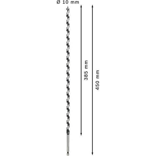 Wood auger bit, hexagon 10 x 385 x 450 mm, d 6,35 mm image 3