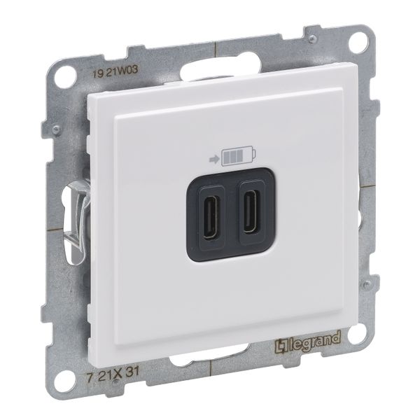 2XUSB SOCKET TYPE C+C WHITE image 1