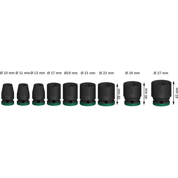 PRO Impact Sockets 1/2" Standard 9-PC Set image 2