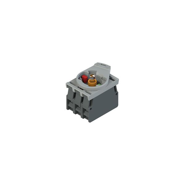 Complete unit with orange LED holder, contact block 1NC+1NO and fixing adapter image 1