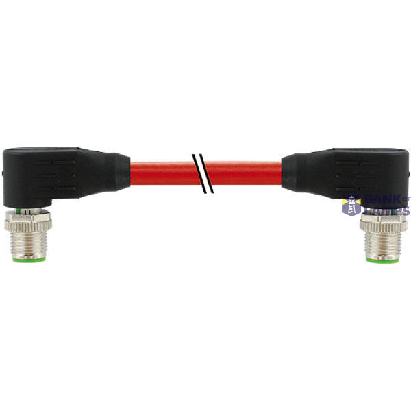 M12 male 90° / M12 male 90° D-cod. shielded PUR 1x4xAWG22 rd0.2m image 1