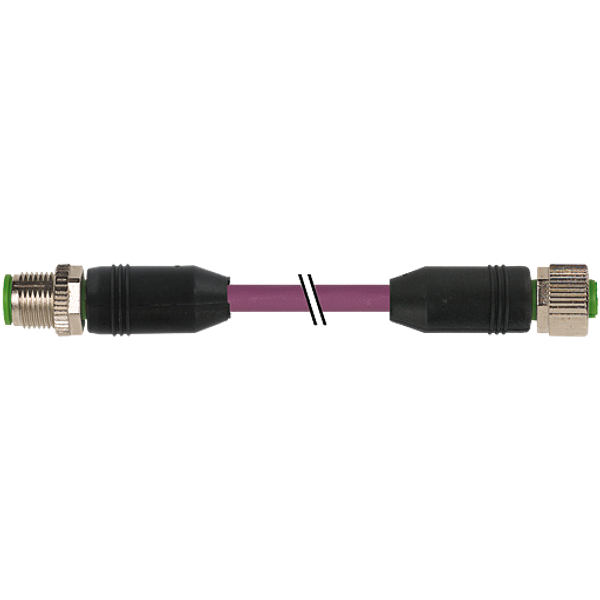 M12 male 0°/M12 fem. 0° A-cod. PUR AWG24+22 shielded vt +drag ch. 12m image 1
