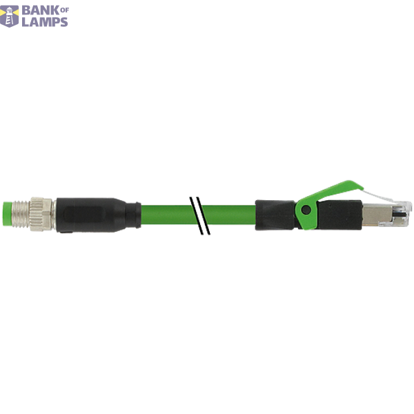 M8 male 0° D-cod. / RJ45 male 0° shielded PUR 1x4xAWG22 gn  0.6m image 1