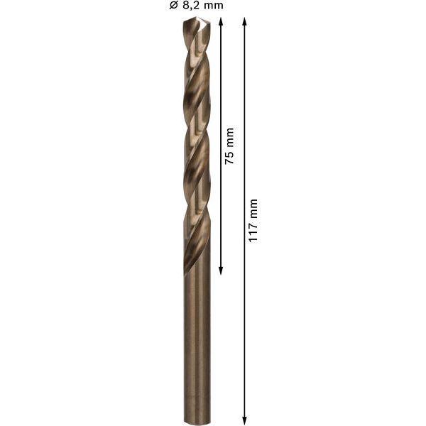 Metal drill bits HSS-Co, DIN 338 8,2 x 75 x 117 mm 5 pcs. image 1