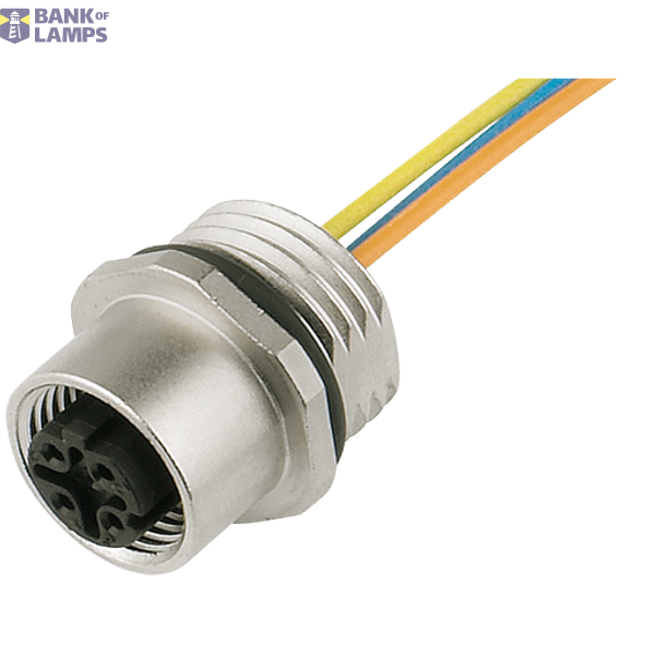 M12 female recept. D-cod. front incl. nut PE wires 4x0.34 0.2m image 2